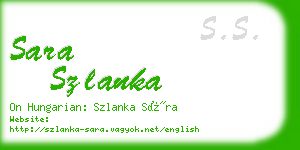 sara szlanka business card